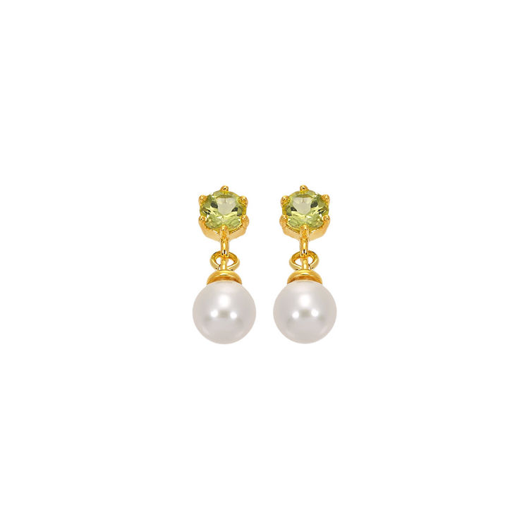 Picture of EARRING WITH PERIDOT AND FRESHWATER PEARL