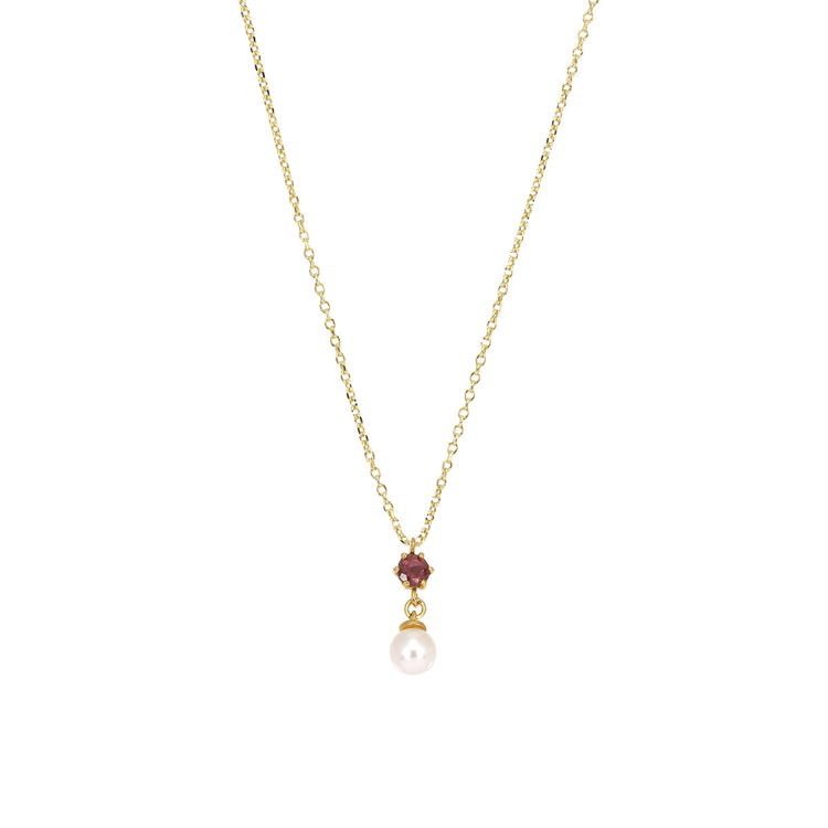 Picture of CHAIN WITH TOURMALINE PINK AND FRESHWATER PEARL