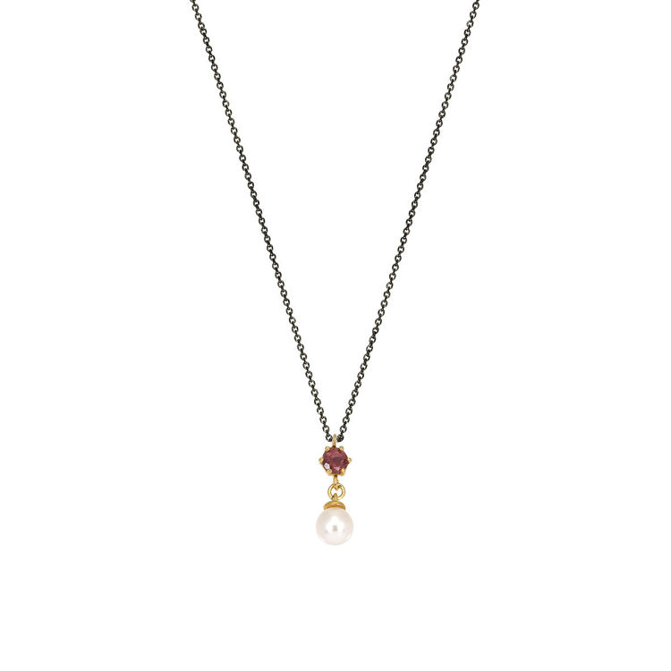 Picture of CHAIN WITH TOURMALINE PINK AND FRESHWATER PEARL