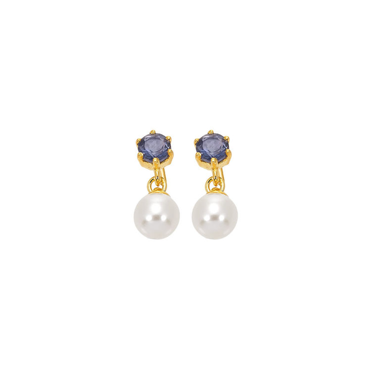 Picture of EARRING WITH IOLITE AND FRESHWATER PEARL